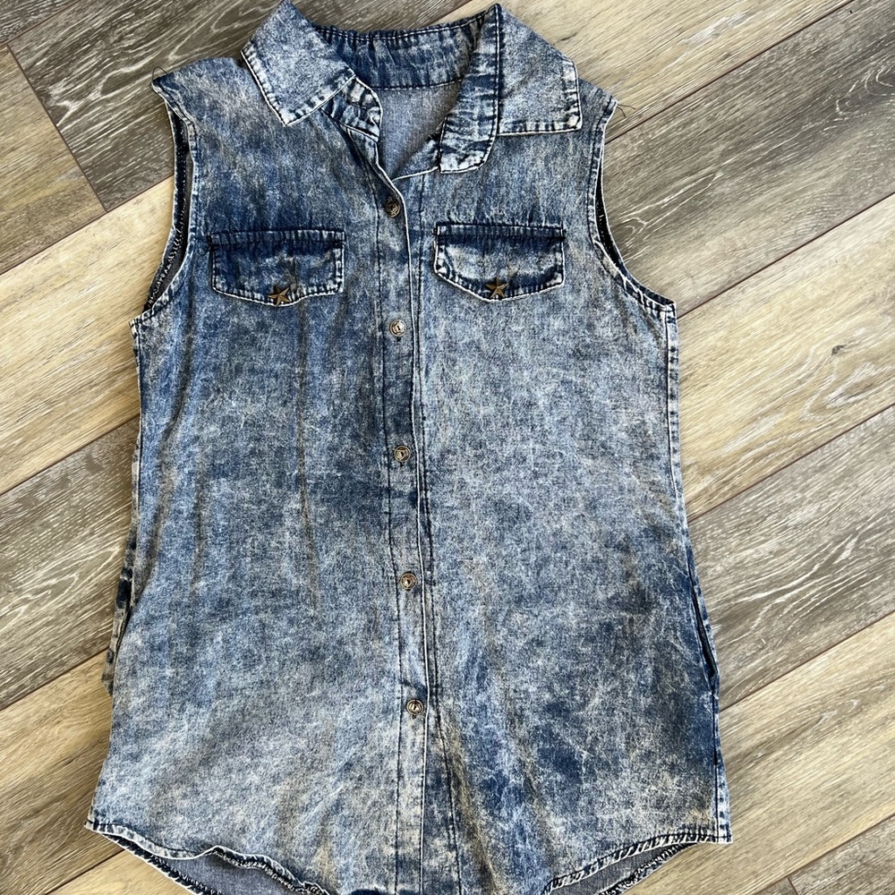 Vintage denim look shirt dress xs